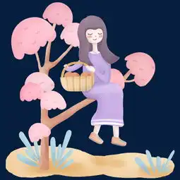 感恩梦幻童话风女孩摘果子图片素材其他格式下载动漫人物大全