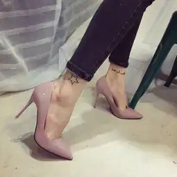 欧美明星鞋裸粉色尖头高跟鞋超细跟公主鞋女堆糖,美图壁纸兴趣社区