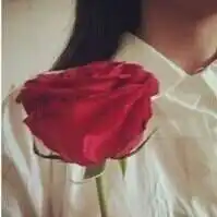 求一个女生手里拿着一朵花,带字的qq头像