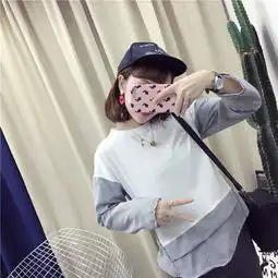 早秋女装韩版原宿风个性黑白拼色字母长袖喇叭袖t恤宽松学生上衣
