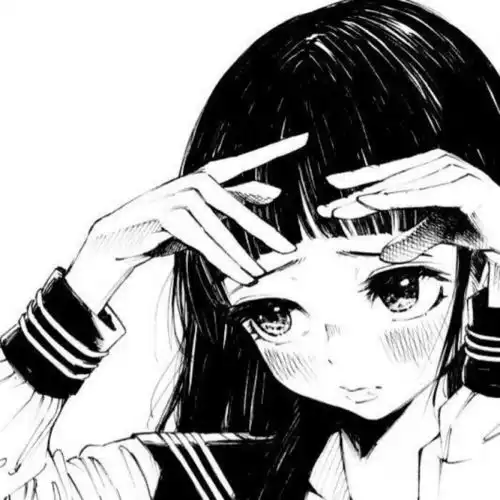 招桃花温柔黑白动漫可爱女生头像299