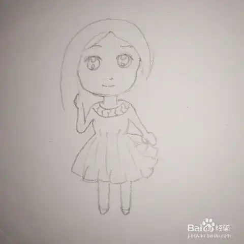 学画简笔画9q版女孩长发姑娘的画法
