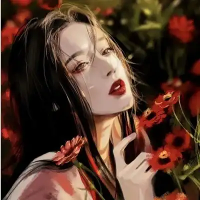 唐崎夜雨自截插画个性女生头像