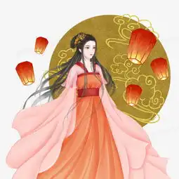 古风国潮水彩女孩和孔明灯png图片素材免费下载psd格式50005000像素熊猫办公
