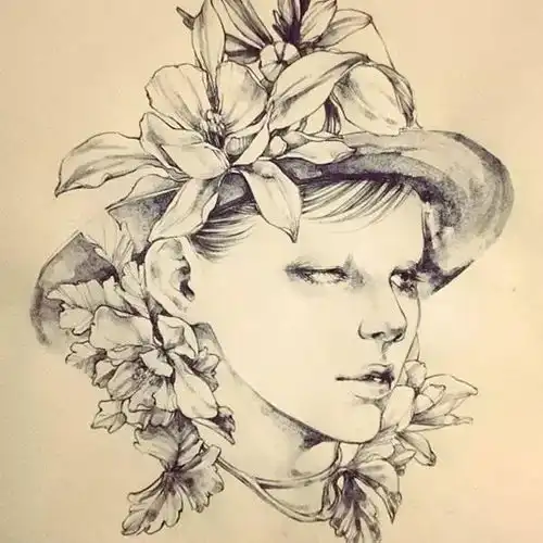 人与自然美女素描画如果你讨厌削铅笔,那就玩下单色水墨素描吧