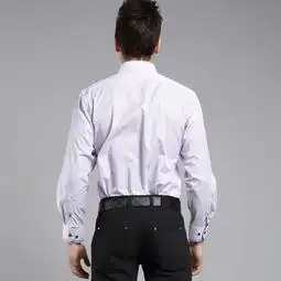 春装新款男装正品商务男士正装衬衫条纹异色门襟长袖衬衣089
