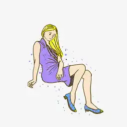 简约坐着少女手绘插画png透图片素材其他格式下载动漫人物大全