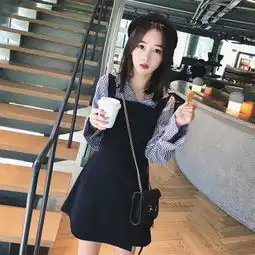 2018春装新款时髦春季小清新港风衬衫省心搭配裙子两件套装女时尚nc3355图片大全邮乐官方网站