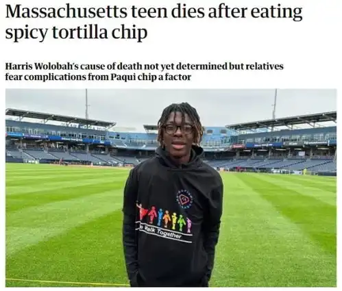 美国14岁少年疑因吃最辣薯片被辣死本只许成年人吃