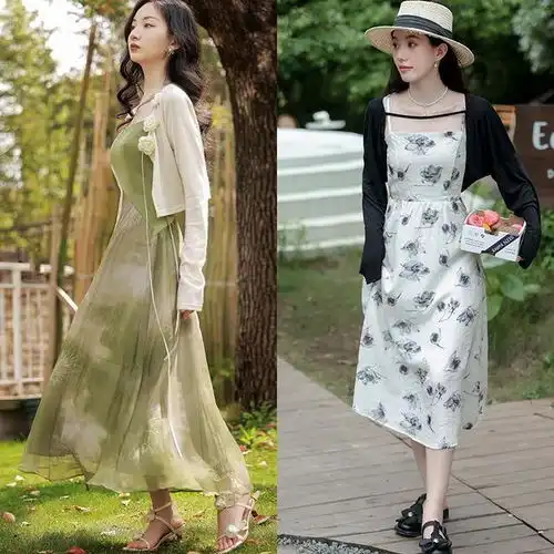 夏天适合开衫裙子,浪漫唯美充满风情,街头女生是例子