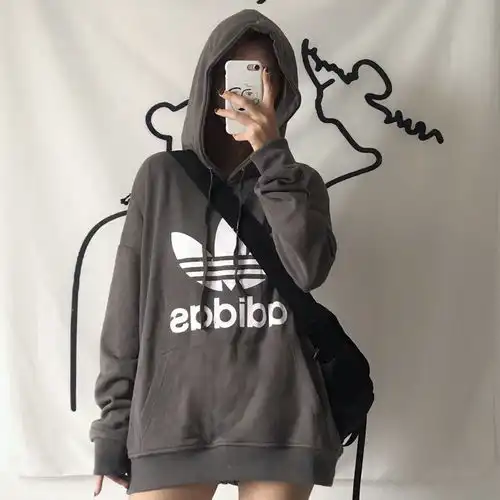 ins热门糖果色可爱加绒潮牌ad情侣连帽套头口袋宽松运动卫衣男女