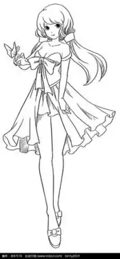 漫画卡通女孩线稿图片漫画卡通女孩线稿设计素材