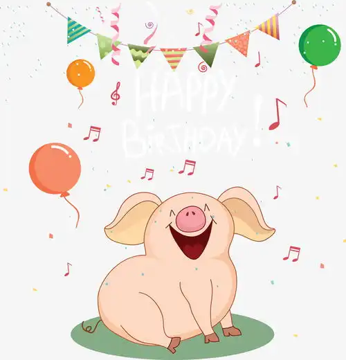 生日快乐卡通小猪免抠png素材新图网ixintu.com免抠素材