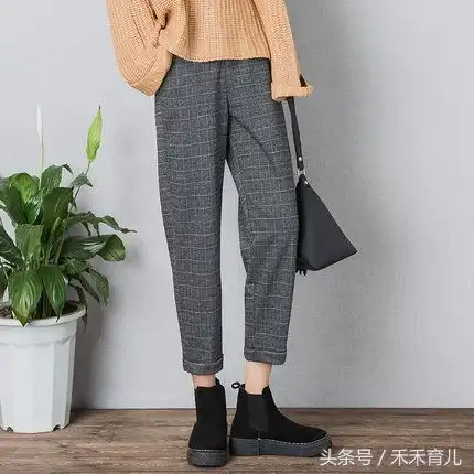 休闲高腰哈伦裤,修饰腿型更显瘦,特适合矮个子及小腿粗的女生