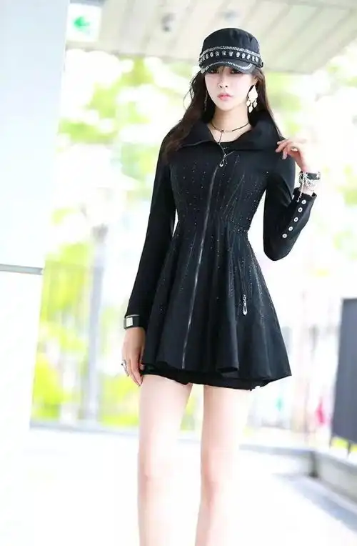 高挑美女长腿动人黑装大方冷艳美