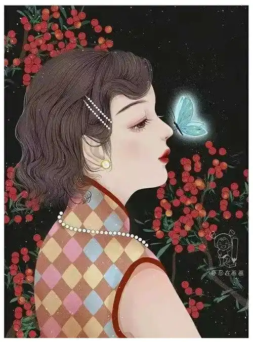 复古民国风手绘头像壁纸,优雅的旗袍女子,跃然纸上着实让人着迷