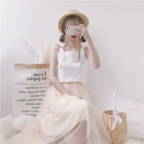 夏季吊带背心女外穿新款韩版小清新短款百搭刺绣上衣内搭打底衫女