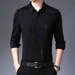 传奇保罗2019秋新款男式衬衫休闲免烫男长袖ssq