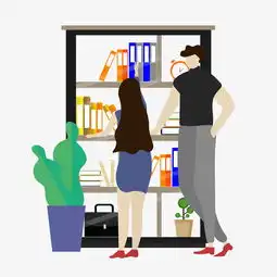 卡通插画风书架旁的情侣图片素材其他格式下载动漫人物大全