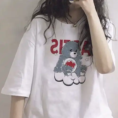 纯棉短袖t恤女ins潮夏季新款学生宽松韩版白色原宿风超火半袖上衣