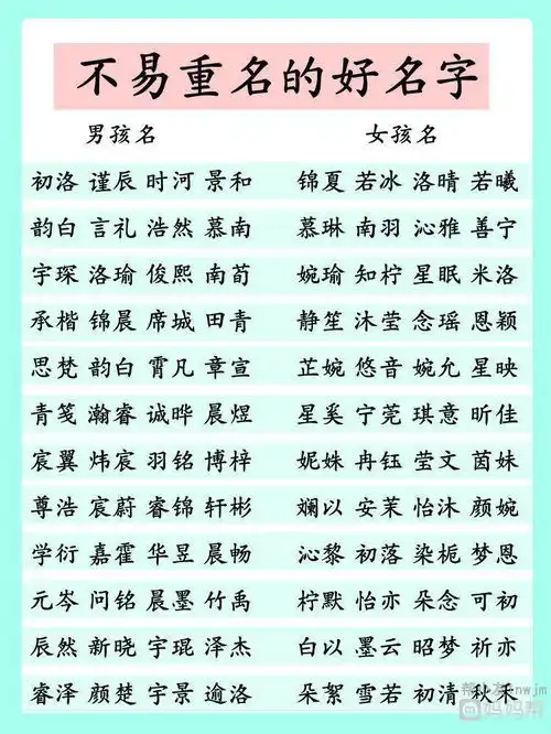宝宝起名稀世罕见的好听男孩女孩名