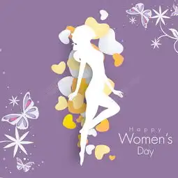 三八妇女节贺卡或海报上的一个年轻女孩的紫色背景白色轮廓设计模板免费下载eps格式编号16017365千图网