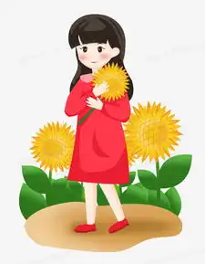 手绘卡通女孩之夏季出游赏向日葵png图片素材免费下载psd格式熊猫办公