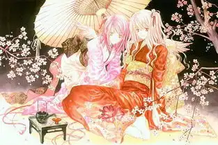 打着伞的漫画古装女孩背影