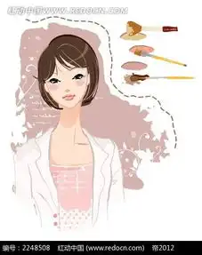 打了腮红的女孩时尚人物插画ai素材免费下载编号2248508红动网