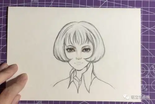 彩铅短发人像女