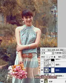 photoshop给公园美女图片增加柔和的古典橙黄色