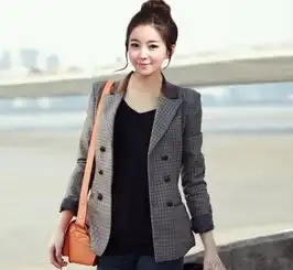 2012女装新款秋装英伦风耸肩休闲百搭格子西服修身长袖小西装价格厂家图片
