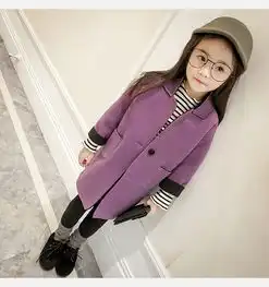 女童毛呢外套2017秋冬季新款韩版中小儿童中长款呢子大衣童装衣服pys043