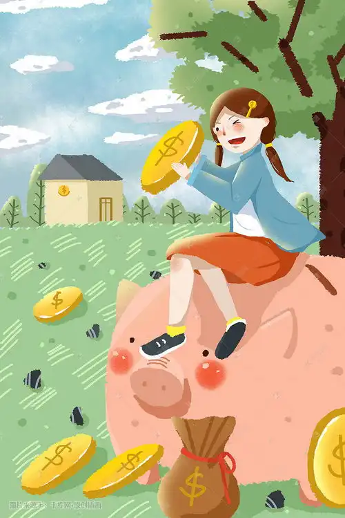 金融投资投资理财货币少女风景卡通创意插画图片千库网