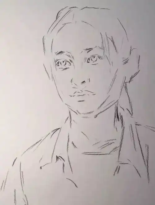 视频教学朱传奇教你画身着格子衬衫的邻家女孩正面微侧女青年素描头像