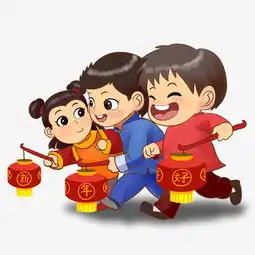 新年2019年三个唐装孩子打灯笼图片素材其他格式下载动漫人物大全