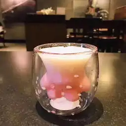 2019樱花杯猫爪杯送女友情侣礼物抖音同款网红双层玻璃杯