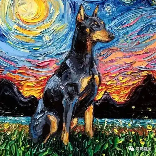 模仿梵高的星空风格的狗狗画作,有你喜欢的汪星人吗