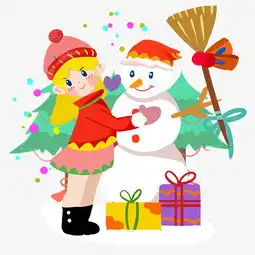 圣诞节小女孩堆雪人手绘插画图片素材其他格式下载动漫人物大全