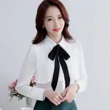 雪纺衫女2017春装新款韩版潮女装大码衬衣修身长袖衬衣打底衫女潮