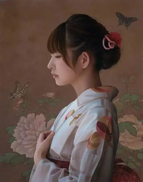 日本超写实绘画第一人画的少女端庄优雅高贵