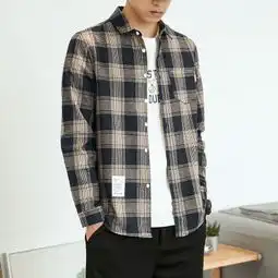 格子衬衫男士长袖秋季潮流宽松休闲衬衣青年学生帅气薄款春秋外套