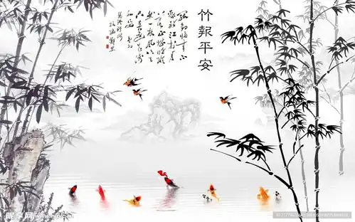 水墨竹子设计图室内广告设计