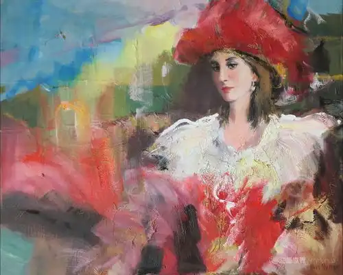 色彩艳丽的女性静物和风景油画