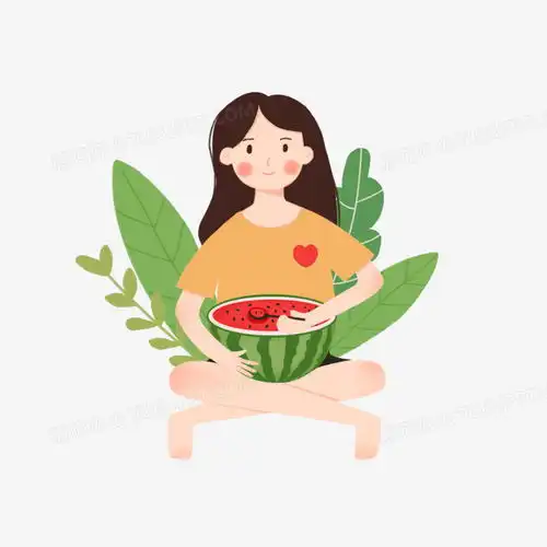 手绘吃西瓜的少女png图片素材免费下载西瓜png20002000像素熊猫办公