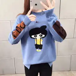 2018毛衣打底毛衣女宽松秋冬女装新款韩版百搭时尚卡通套头针织衫