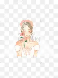 穿白色婚纱手拿玫瑰花的漂亮女子卡通元素素材图片免费下载千库网