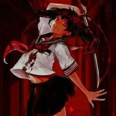 二次元病娇黑化少女图片恐怖血腥动漫图片