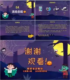 卡通风万圣节活动策划通用ppt模板下载熊猫办公