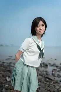 海边jk制服短发少女,可盐可甜清丽十足